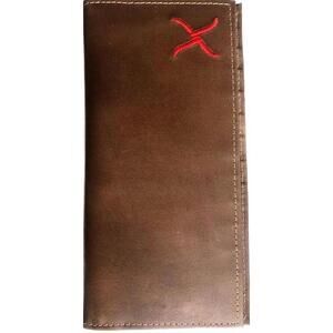 NEW TWISTED X stitch leather rodeo wallet in brown/red